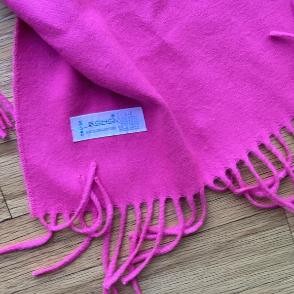 Bright Pink Fringed Scarf - Picture 3 of 4